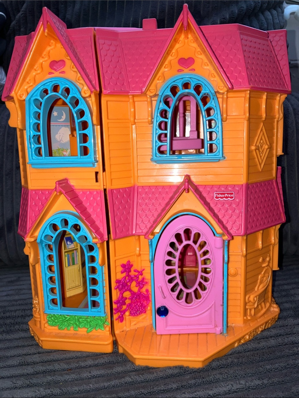 Vintage Fisher-Price Pink, Orange & Blue Victorian-Style Playhouse